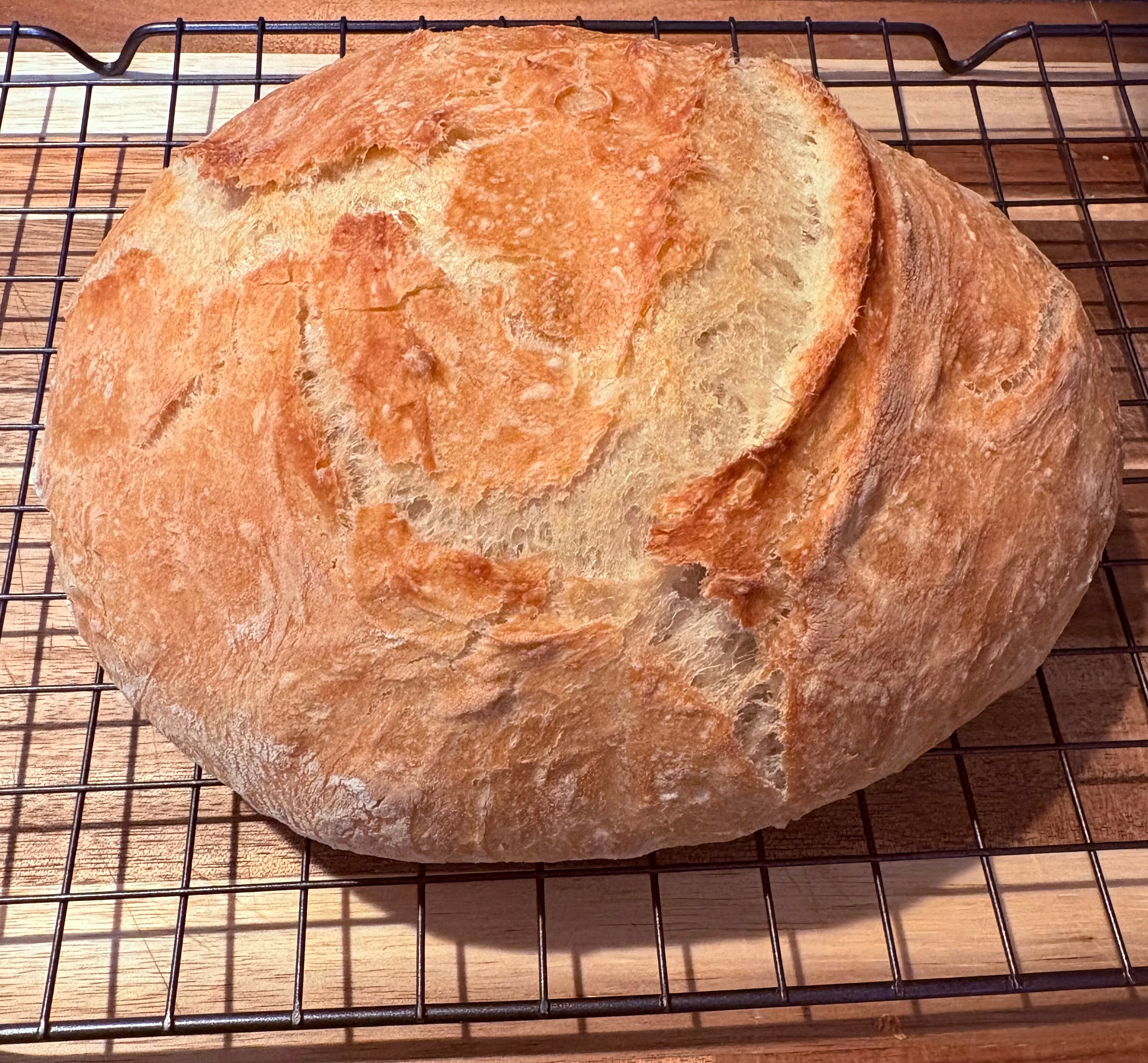 Hunt & Honey fresh baked artisan bread golden rustic loaf on cooling rack